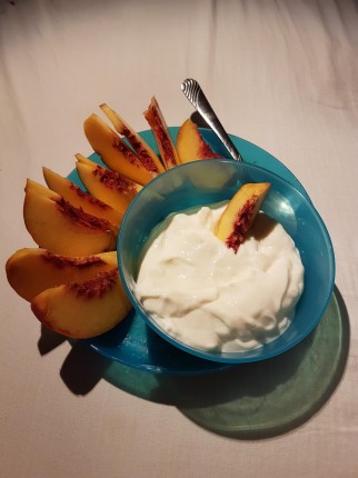Peaches and greek yogurt. What a great treat!