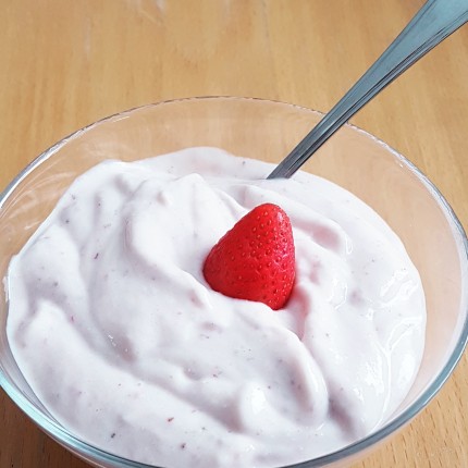 Strawberry tofu pudding. Yum!