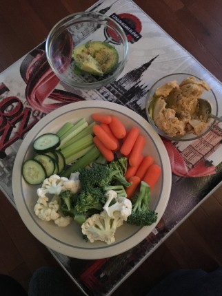 Lunch for today. Homemade hummus with lots of fresh veggies!!! Kicking it off right!