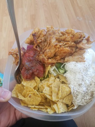 lunch yesterday was mexican chicken salad. And for dinner we had beef taco salads with homemade pico