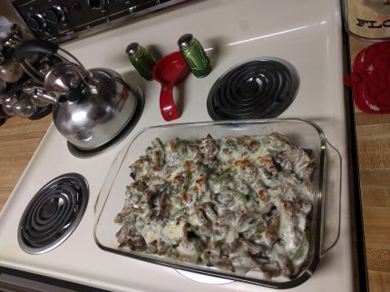 Philly cheese steak casserole... Everything you love, just without the bread. Yum!