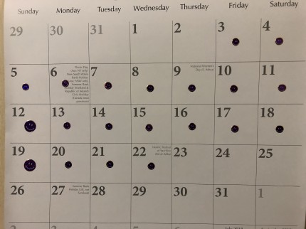 Received my purple smiley stickers today (smaller than I expected). Every day with a sticker is a da