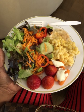 I go with the everything in moderation approach - filling my plate with mostly veggies and a small p