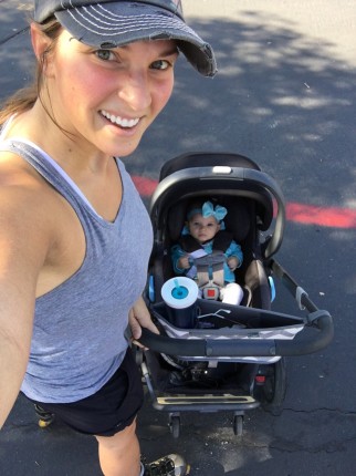 Got the rollerblades out to work off some of that baby fat. Baby girl is 3 1/2 months and I still ha