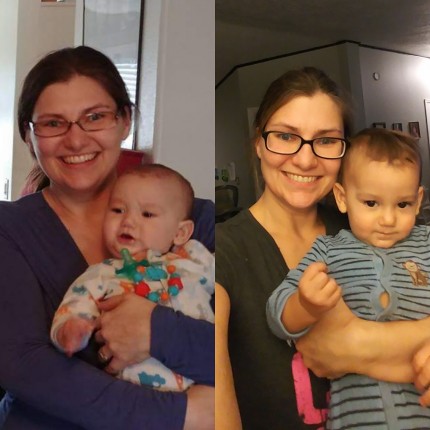 What a difference a year can make! The first picture was around Christmas time 2017 with my 4th baby