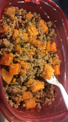 This weeks meal prep lunch.. ground turkey with baked sweet potatoes