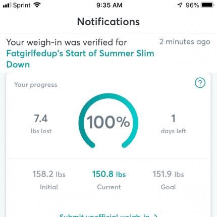 Thankful for membership perks and being able to do an official weigh in today that I can reuse tomor