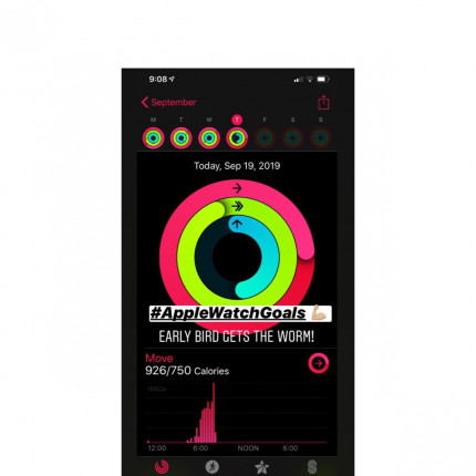 Closed 2 rings bright and early today! :muscle:????:sweat_drops: #AppleWatchGoals #EarlyBirdGetsTheW