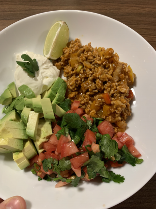 Switching ground beef for ground turkey (less calories) for this yummy burrito bowl