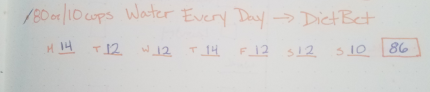 Kept track in my bullet journal! *documented in cups