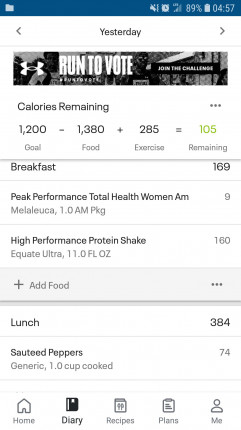 Here is my food journal from yesterday!