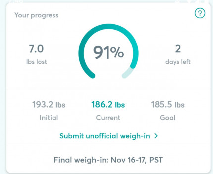 So close to my goal!! This DietBet has been interesting as I had some life events thrown my way righ