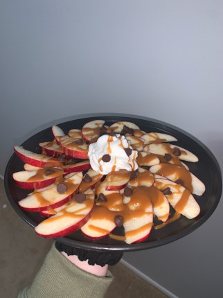 I made the BEST dessert last night. (6 points on WW blue) One apple, thinly sliced, topped with 3 tb