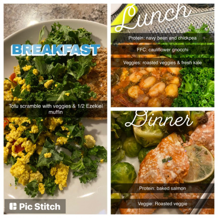 Meals on point today. After lunch snack was a green apple and some seasoned pumpkin seeds.Water :whi