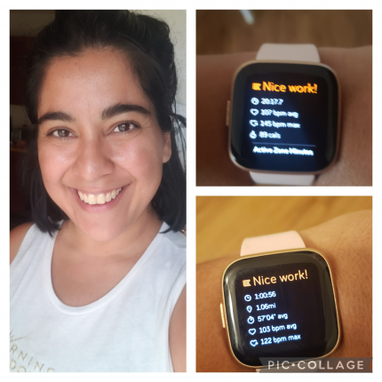 Monday ? workout done. I did 20 minutes of weightlifting and 1 hr of a brisk walk with the kids (4 a