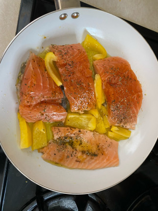 Day #2 post. Salmon with yellow peppers for the win!