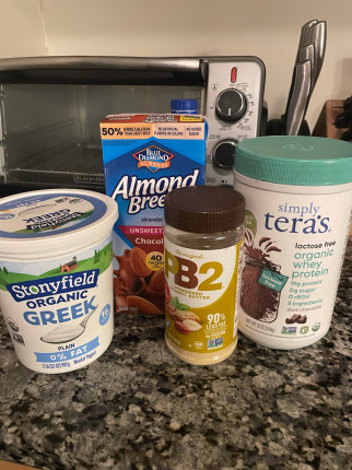 Changing up my protein powder and ingredients ….. seems to be fulfilling and yummy at the same time.