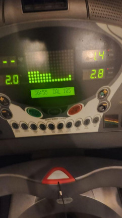 Got in a short lil 5 min run interval during my treadmill walk ..first time running since I broke my