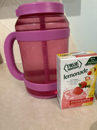 Costco sells these 80oz jugs in 2 packs, I try to finish mine each day. While I’m training to hydrat