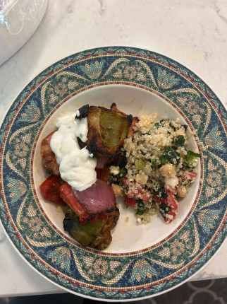 Grilled chicken, veggies and quinoa with veggies