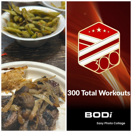 Dinner and got a new badge ( I’ve done more workouts but me and my brother used to share an account