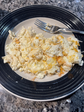 Cliché diet breakfast …. Egg whites, franks and sprinkle of cheese…. Some days this is just how it g