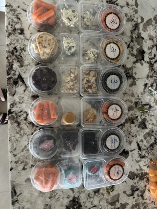 I was thinking that snacks are my hardest so I made up 7 different snack packs for the week. Now a