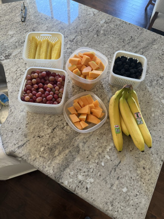 Last weeks after shopping this would have been chips, cookies and such. This week snacks are changin