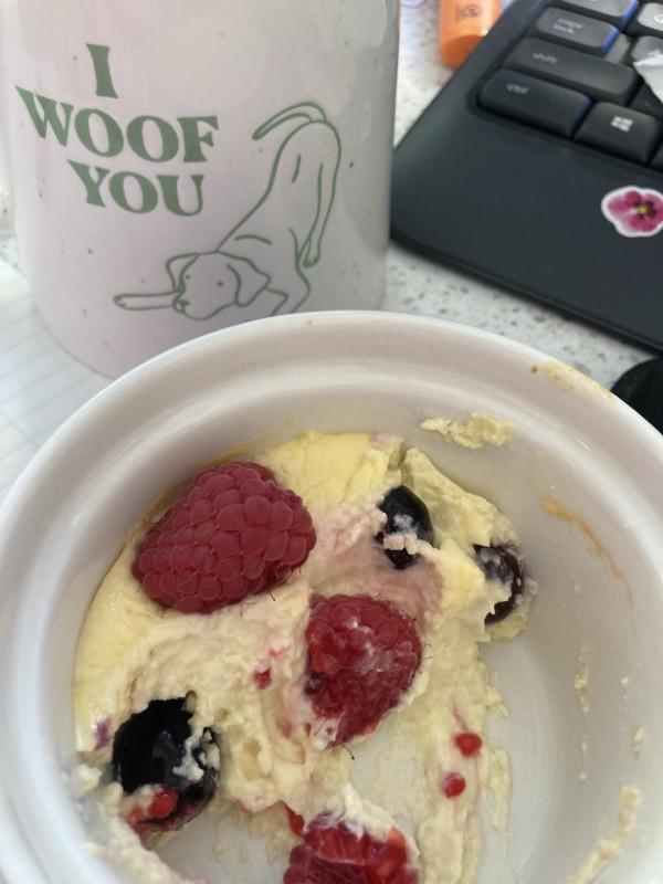 Been making this healthy treat that I found on Instagram. Tastes kinda almost sorta like cheesecake