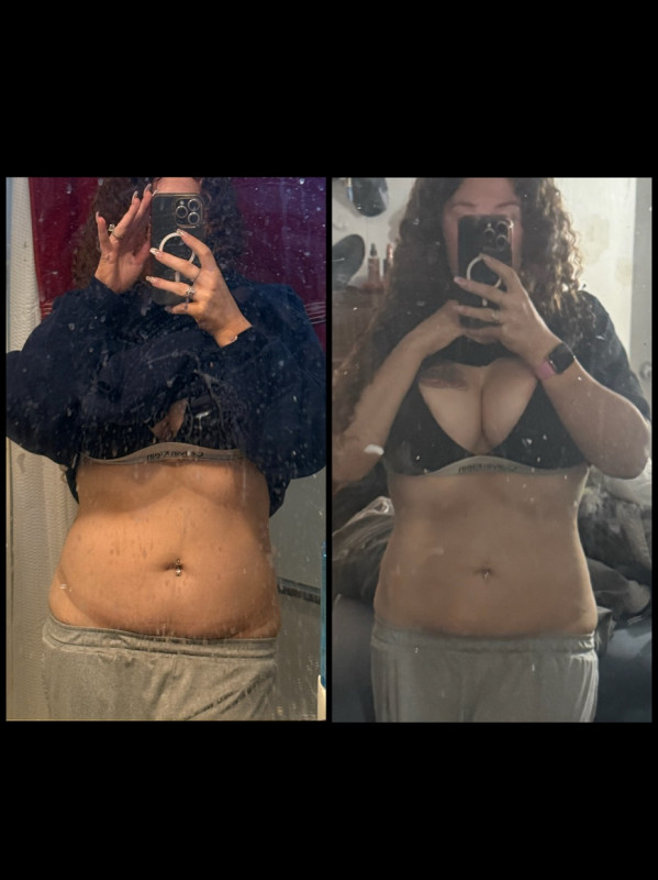 The start of this challenge vs today. 8lbs down! Woohoo