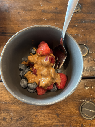 This one was a hard one for me but I got it done. I’m enjoying some berries with almond butter for