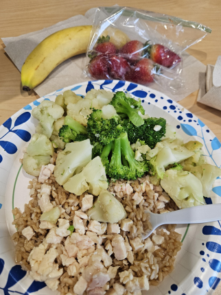 I am loving the strawberry/banana combo with my lunch and getting my veggies, carbs and protein in t