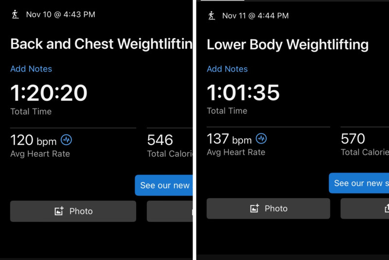 Monday and Tuesday workouts done! I won’t be able to go to the gym again until Friday so for the nex