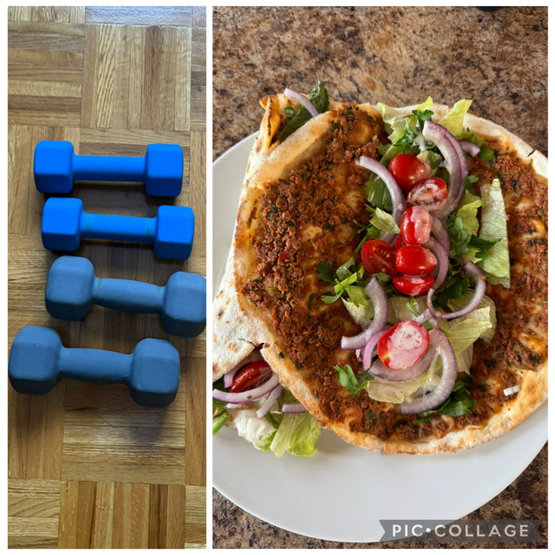 Lots of self talk to get my workout done this Sunday morning.Lunch was lahmacun ( it’s an Armenian p
