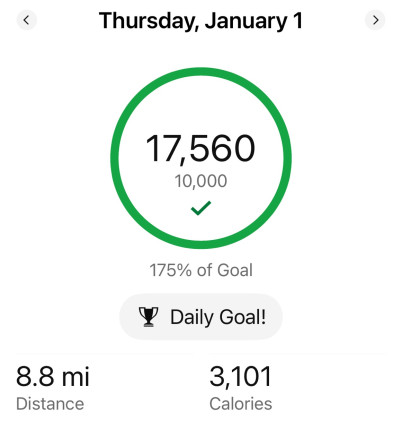 Yesterdays steps were great! Over 10,000 today as well but still have a couple hours left in the da