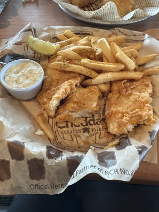 Went to lunch with my hubby and chose the fish and chips. Only ate a few of the fries so the lunch