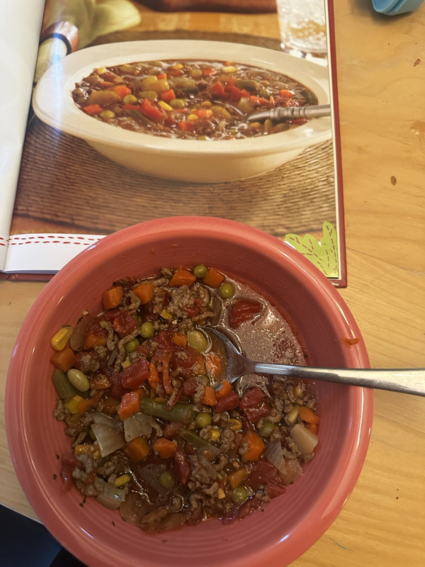 Vegetable soup for dinner.