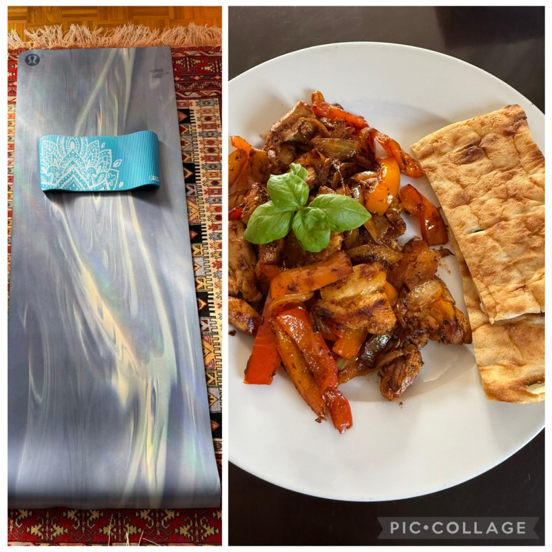 Nice yoga cessation Chicken thighs with onions and bell peppers