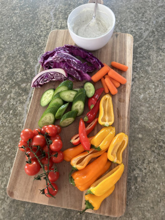 A little weekend game snack in case you are a football watcher…. An array of beautiful veggies and a