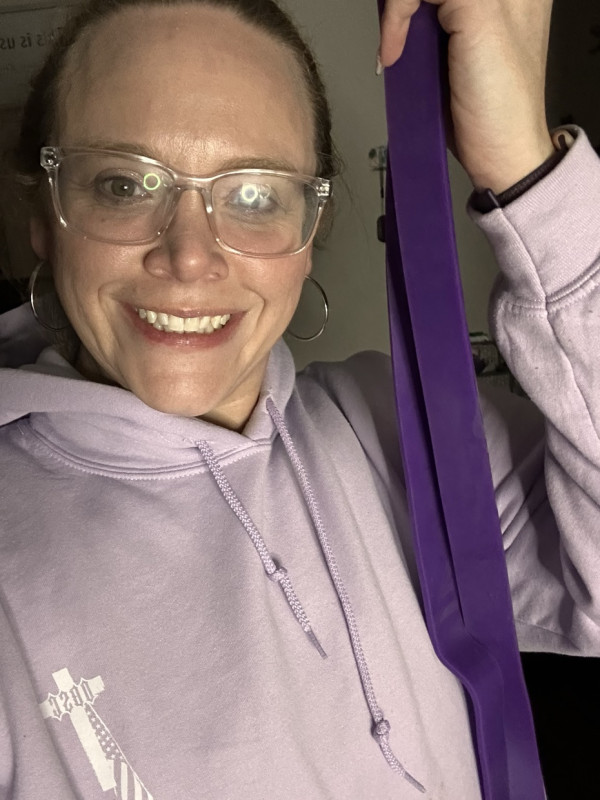 Workout done! Now to go fuel my body. Anyone else enjoy stretching with a band? I always used one