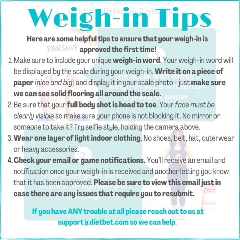 Final weigh ins are open!!In order to be considered a winner of the game, you must submit an approve