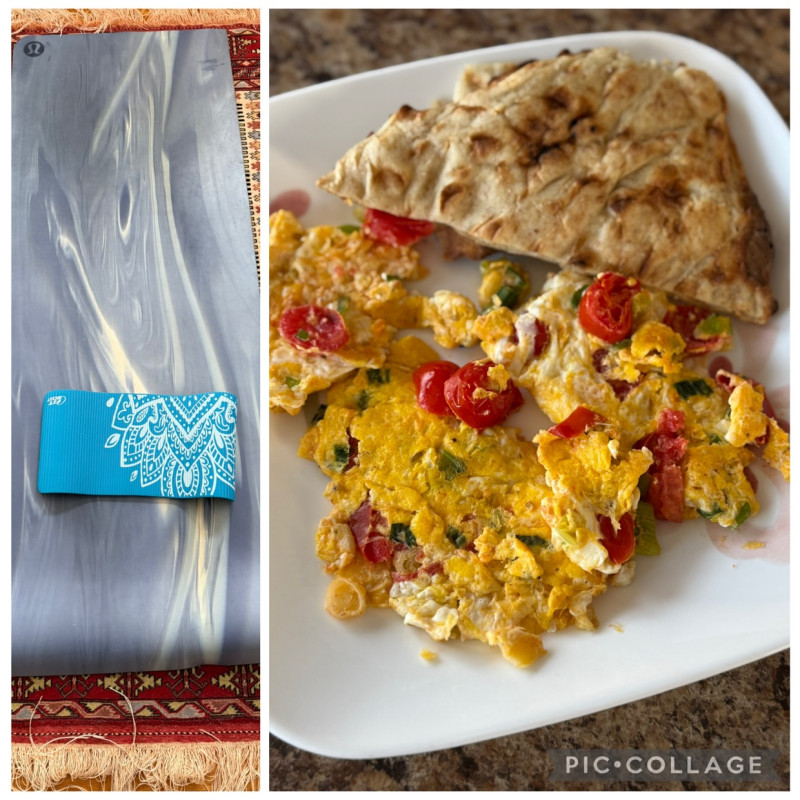 Good morning Yoga Eggs and flat bread for breakfast