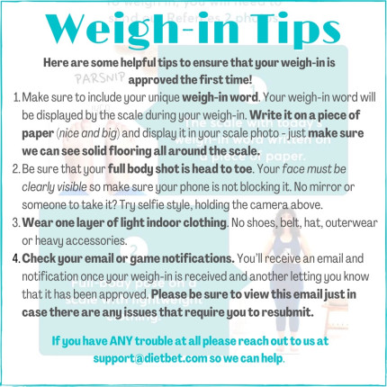 When weigh ins open in a few hours, please remember this and if you have any issues please reach out