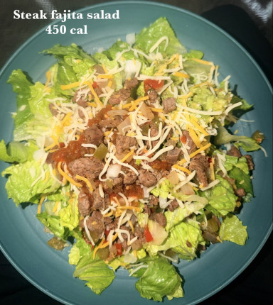 Hubby wanted fajitas tonight so I made them with lean steak, fresh peppers & onion with no oils