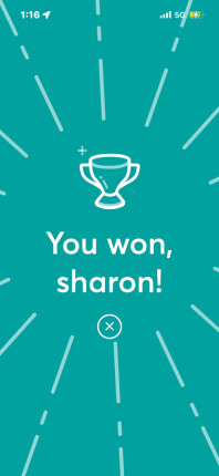 Mixed feelings: I’m glad I won but I’m higher on the scale than I really want to be! Time to focus