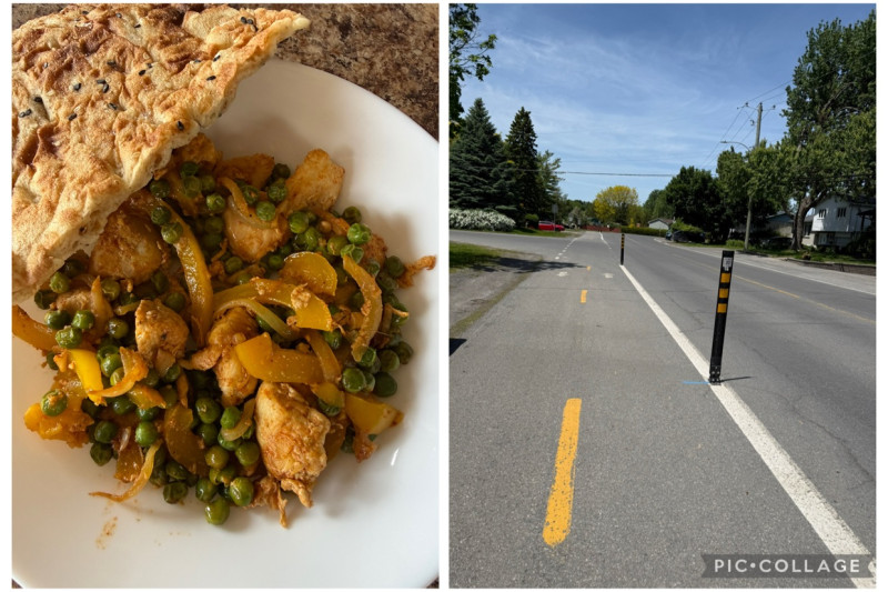 Yoga at 7 am Brunch : chicken and veggies with flat bread Outdoor walk on a sunny day at 1 pm