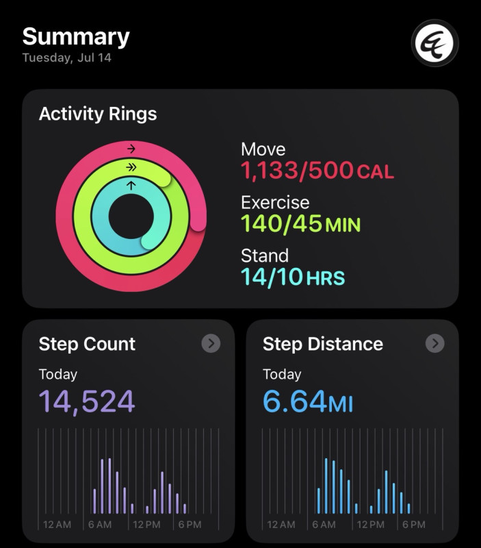July 14 Accountability post:80 oz💦✅ 8,000steps✅ Done eating by 8✅ PB and Tennis✅