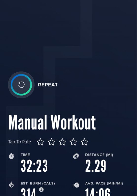 Couch to 5k Week 4 Day 1 completed.I didn't eat well for lunch so time to do better for dinner and t