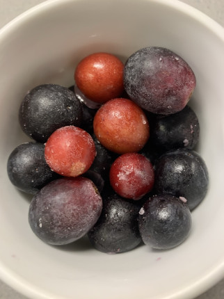 Frozen grapes, my favorite summer treat! I got this idea from the late Richard Simmons. De-stem the