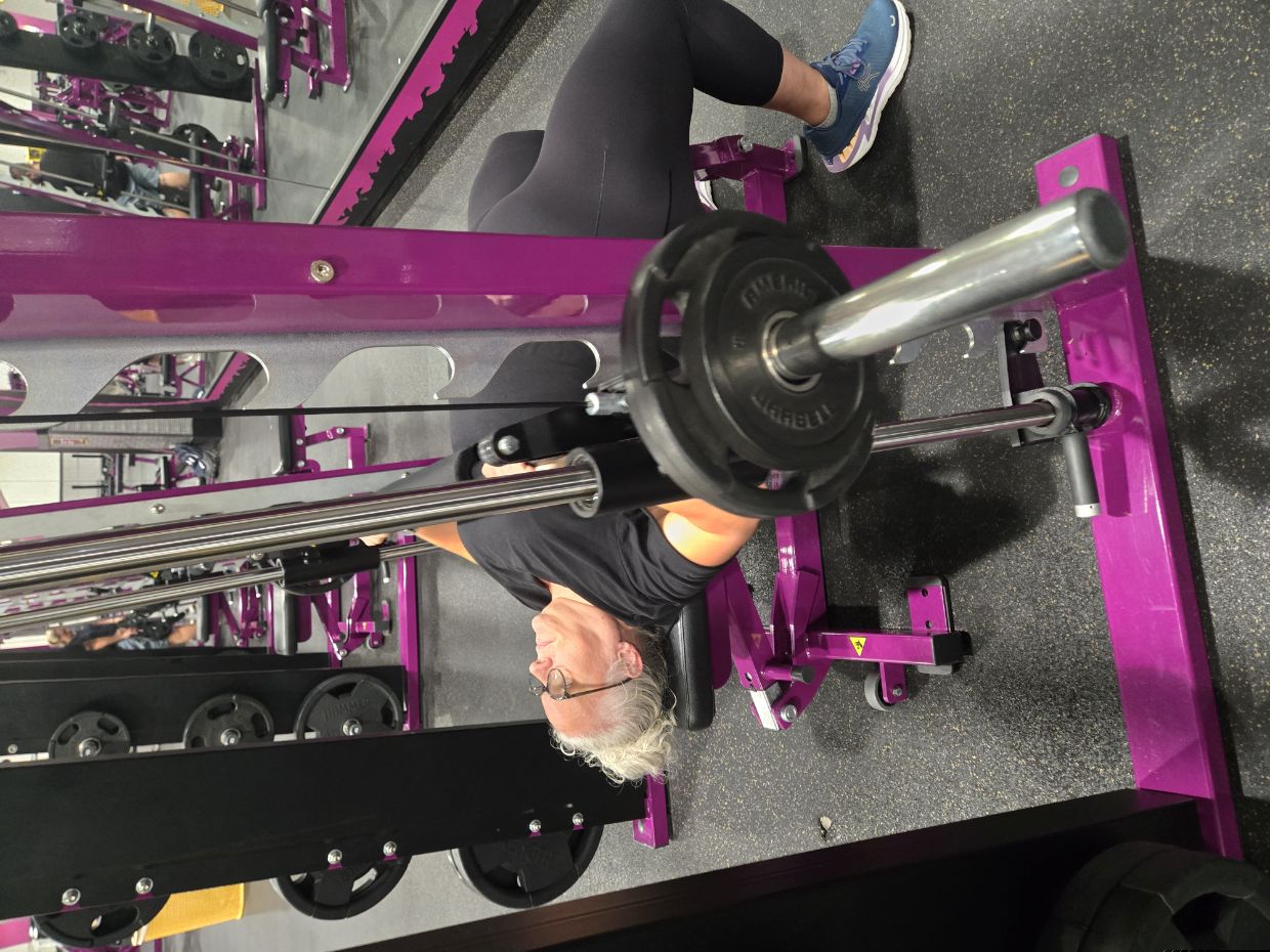 My son talked me into the bench press today instead of just using the weight machines... felt pretty